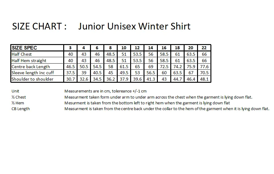 5011 ACG Sunderland- Junior's Unisex Winter Shirt