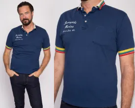 80s Rainbow Striped Polo Shirt - Men's Medium