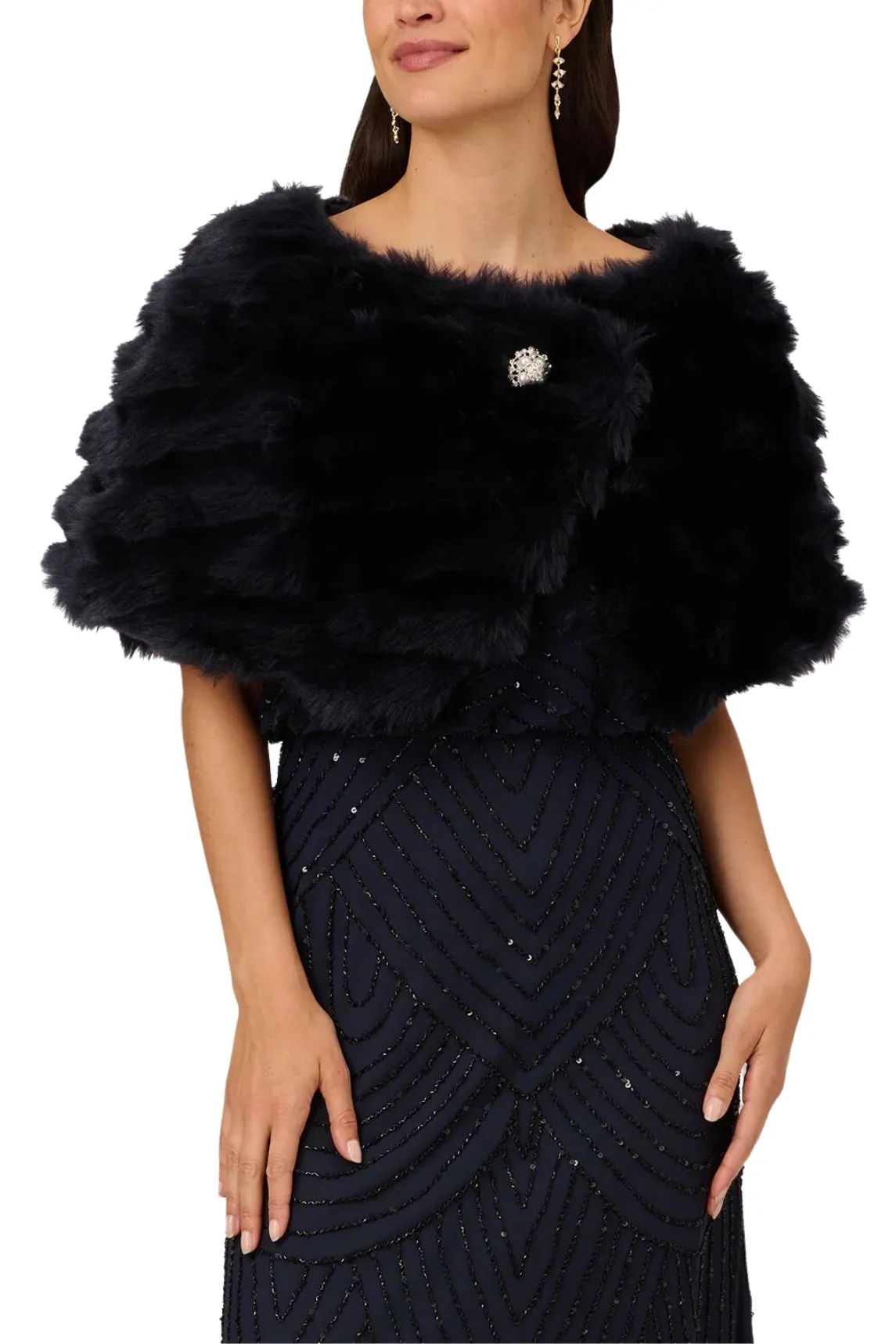 Adrianna Papell Stone Broach Faux Fur - Wholesale