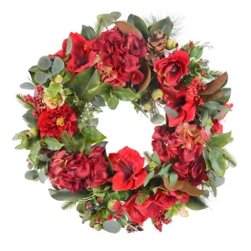 Amaryllis Hydrangea Wreath 25"