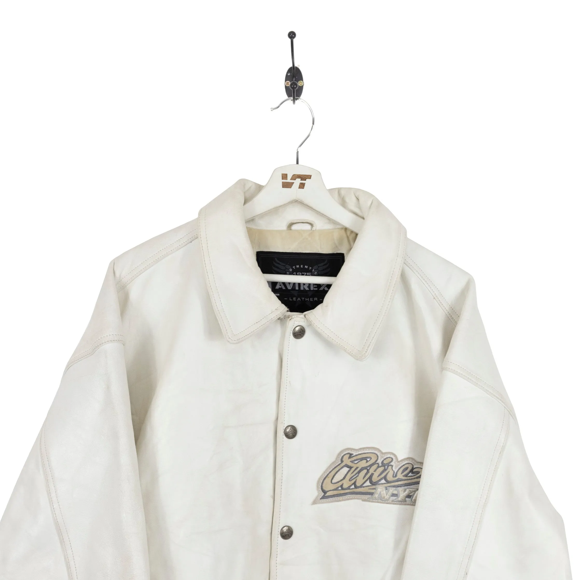 Avirex White Leather Bomber Jacket