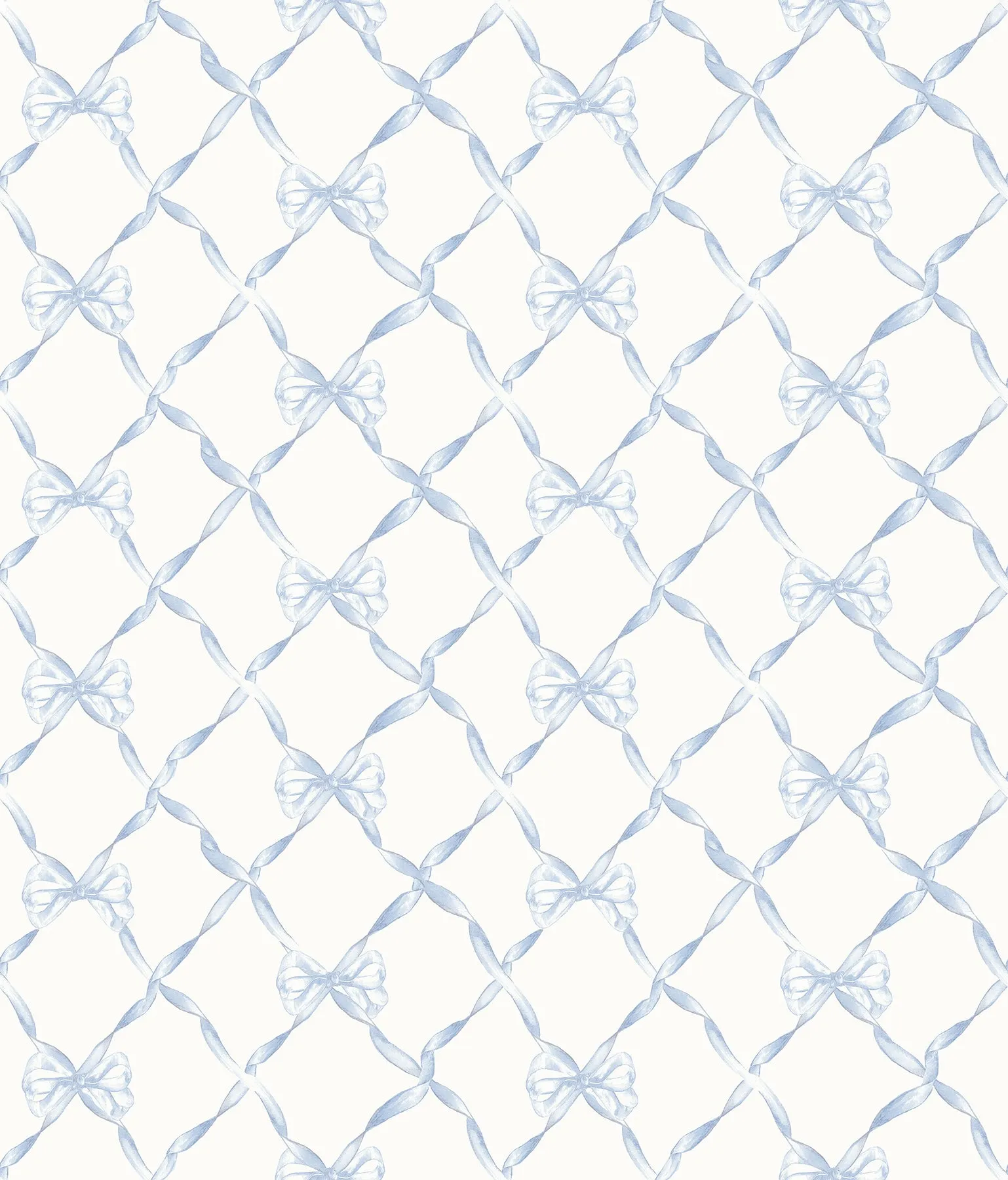 Baby Bow Faded Primrose Ribbon Trellis Wallpaper