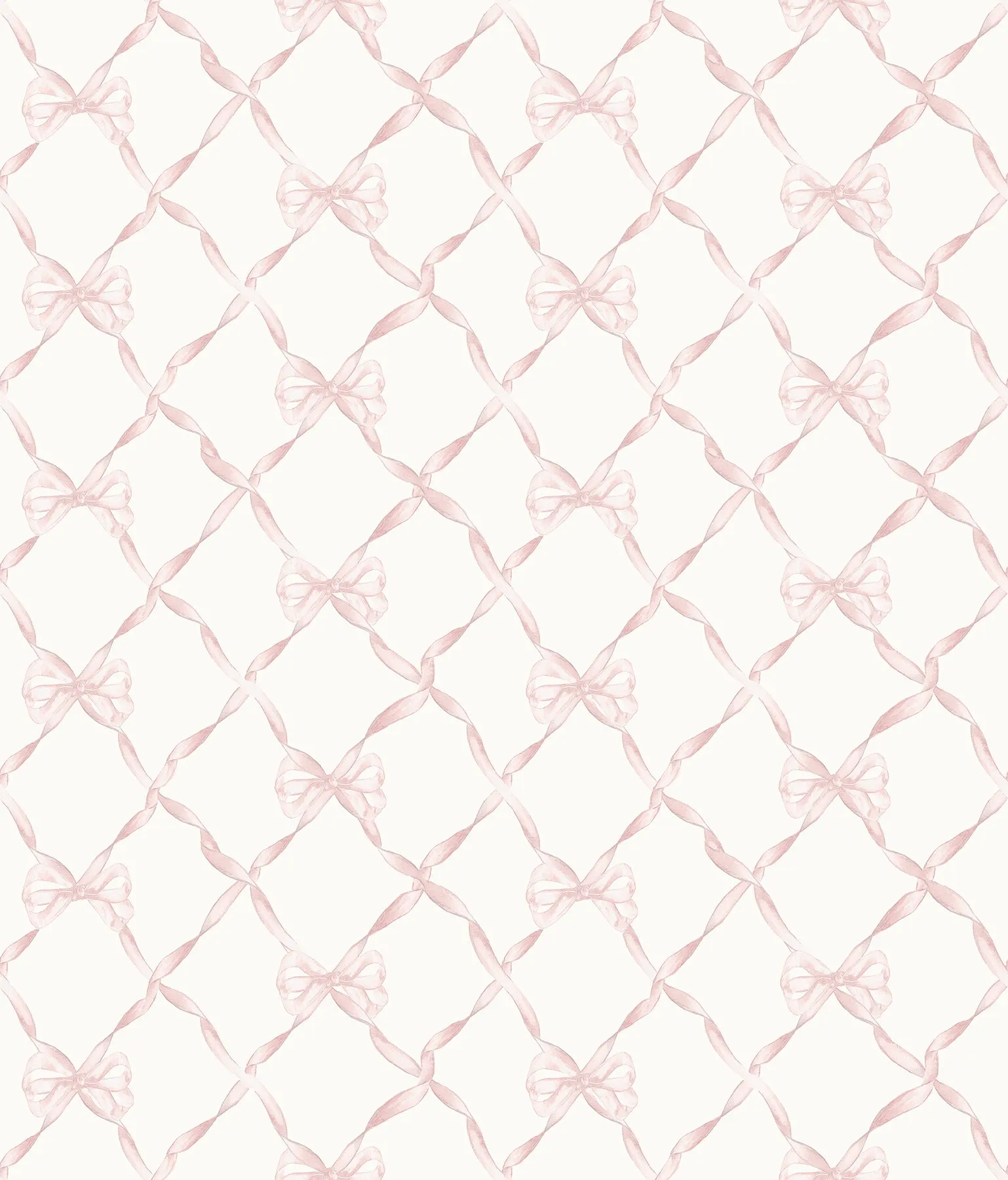 Baby Bow Faded Primrose Ribbon Trellis Wallpaper