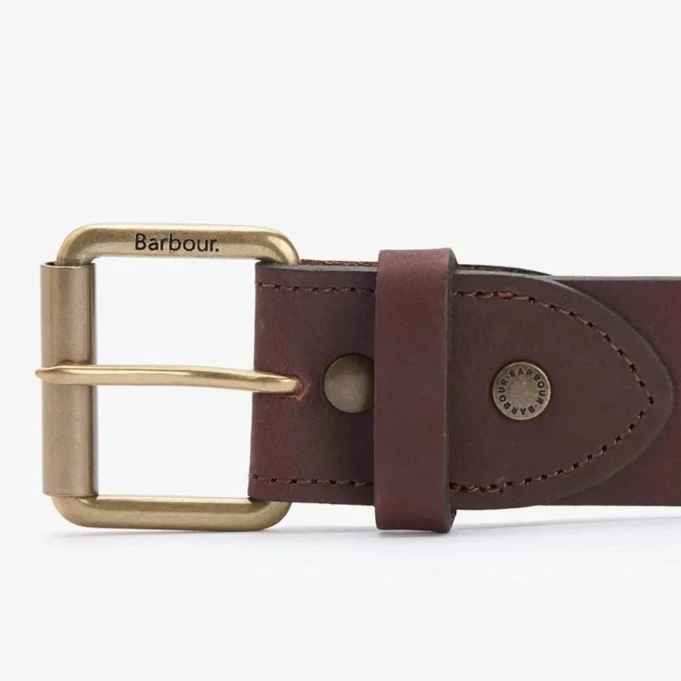 Barbour Contrast Leather Belt in Olive/Brown