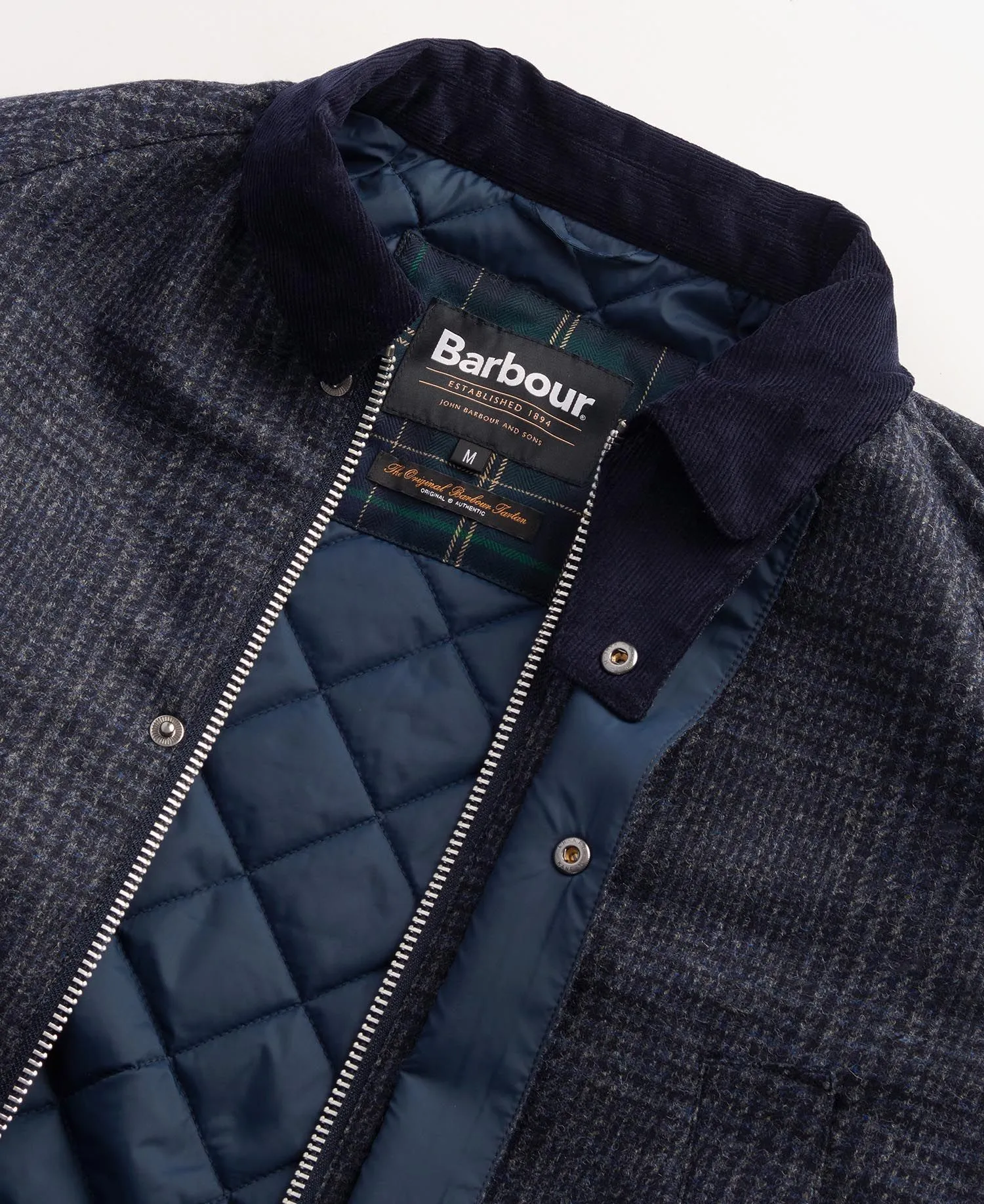 Bedale Check Wool Jacket in Navy by Barbour