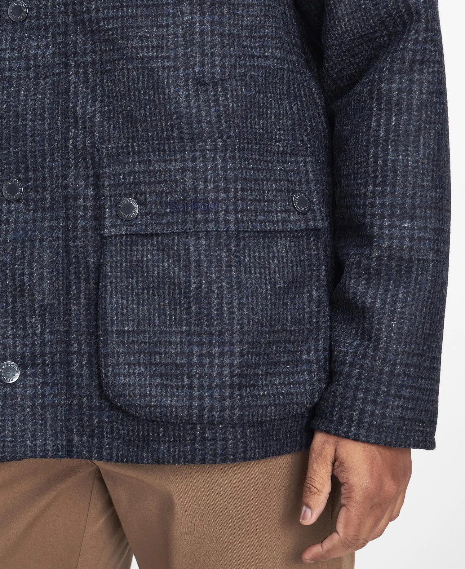 Bedale Check Wool Jacket in Navy by Barbour