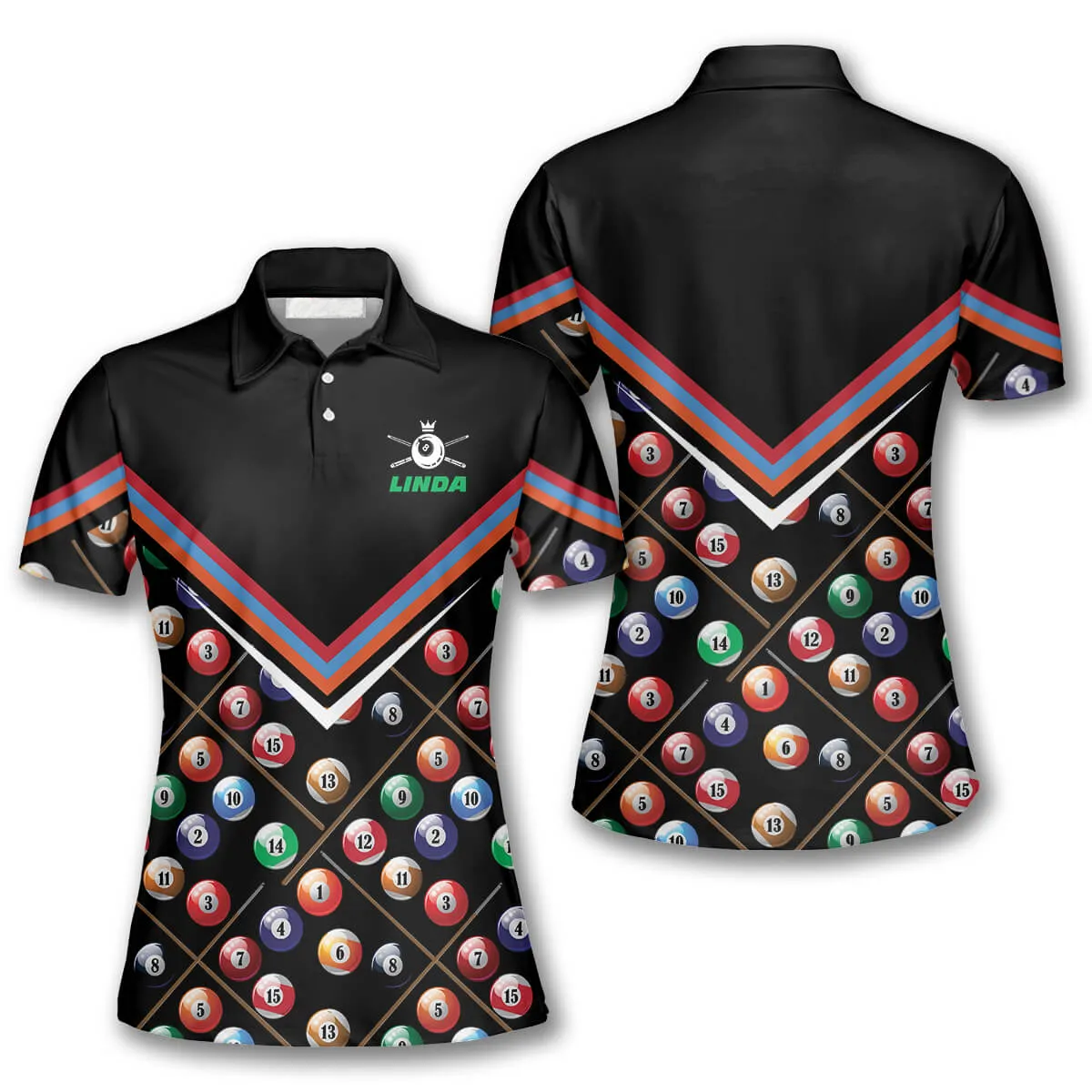 Billiard Ball Cue Pattern Custom Billiard Shirts for Women, Idea Billiard Shirt for Her