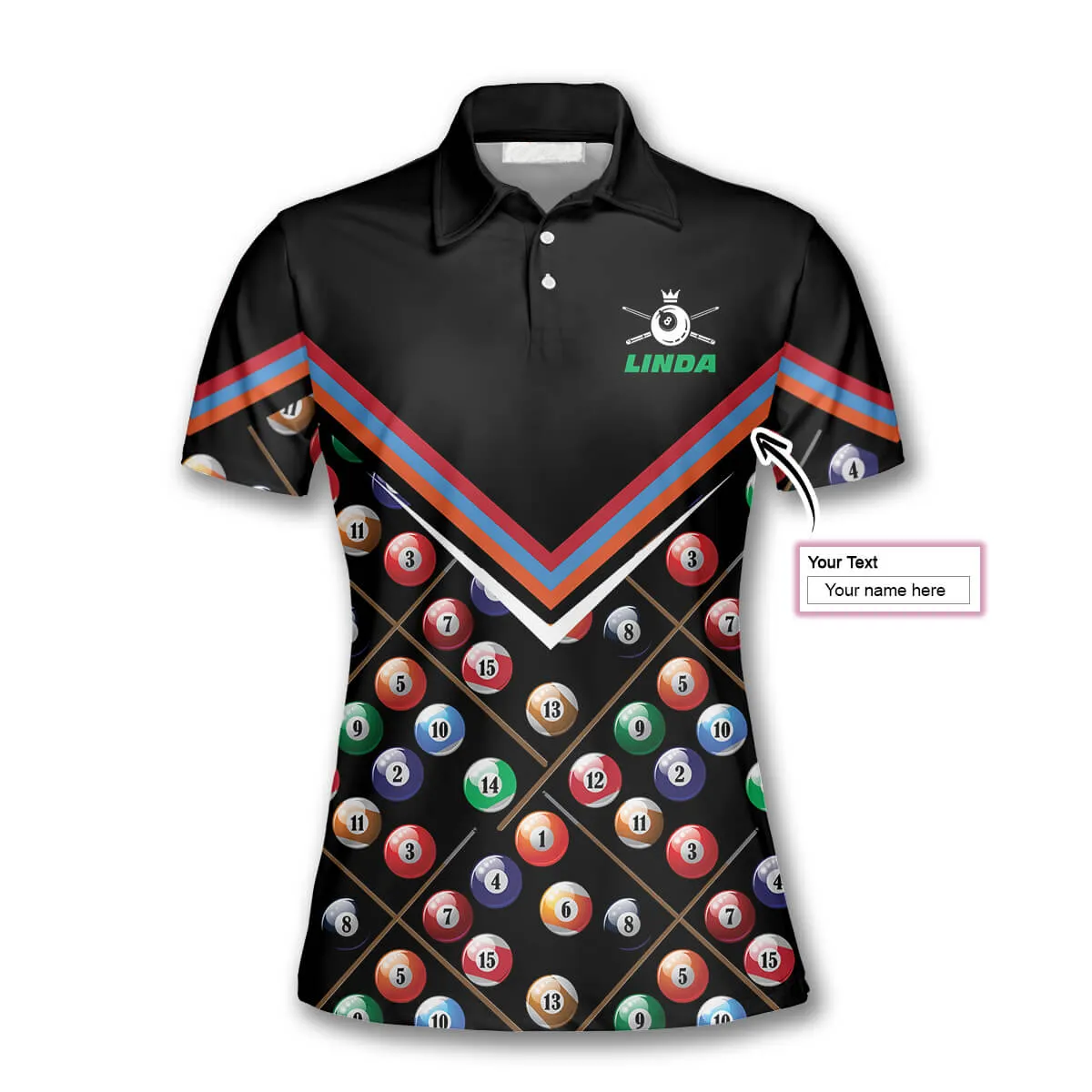 Billiard Ball Cue Pattern Custom Billiard Shirts for Women, Idea Billiard Shirt for Her