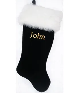 Black Christmas Stockings - 21 inch Velvet - Free Personalization