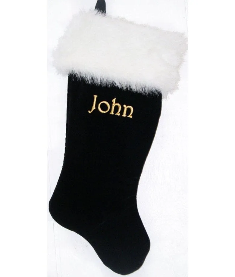 Black Christmas Stockings - 21 inch Velvet - Free Personalization