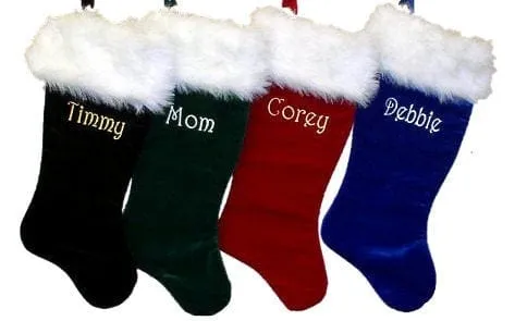 Black Christmas Stockings - 21 inch Velvet - Free Personalization