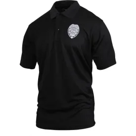 Black - Moisture Wicking Polo Security Shirt With Badge