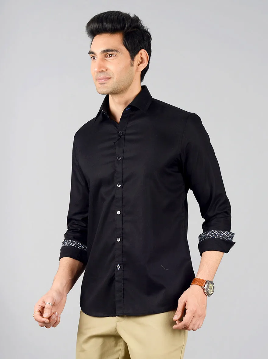 Black Solid Slim Fit Party Wear Shirt | JB Studio