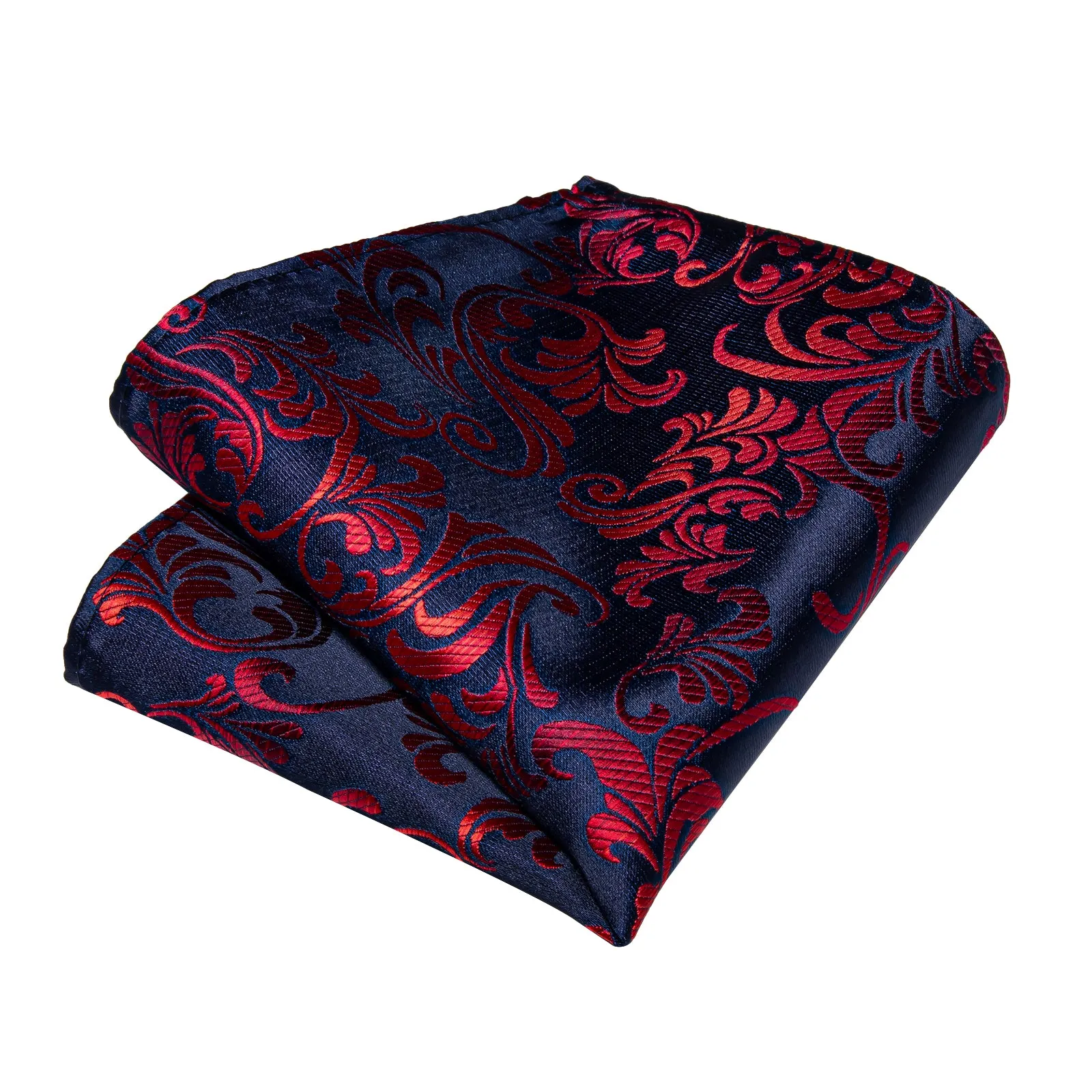 Blue Claret Floral Silk Bowtie Pocket Square Cufflinks Set