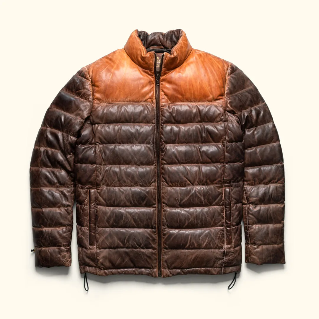 Bridger Leather Down Jacket | Tan & Brown