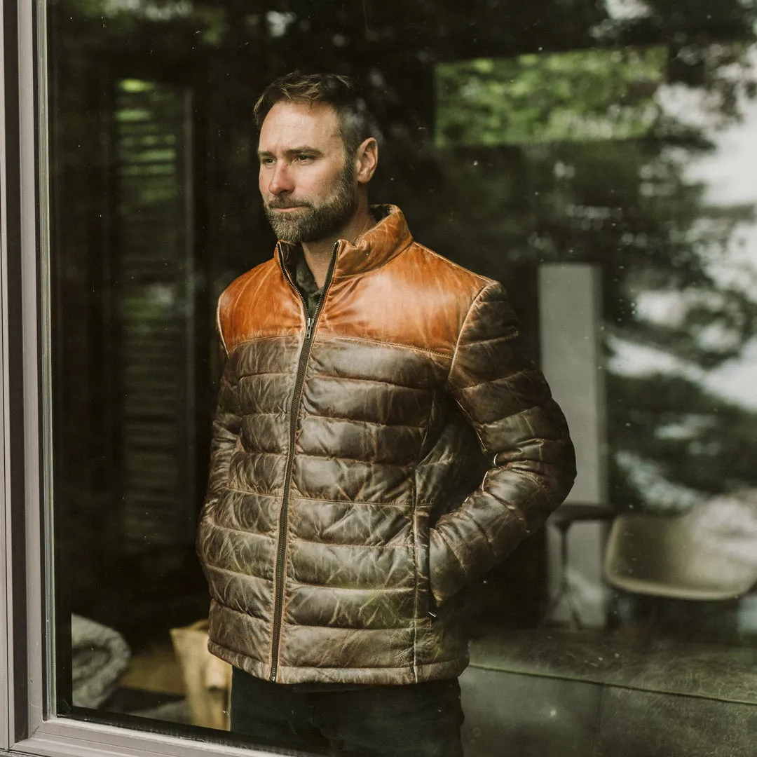 Bridger Leather Down Jacket | Tan & Brown