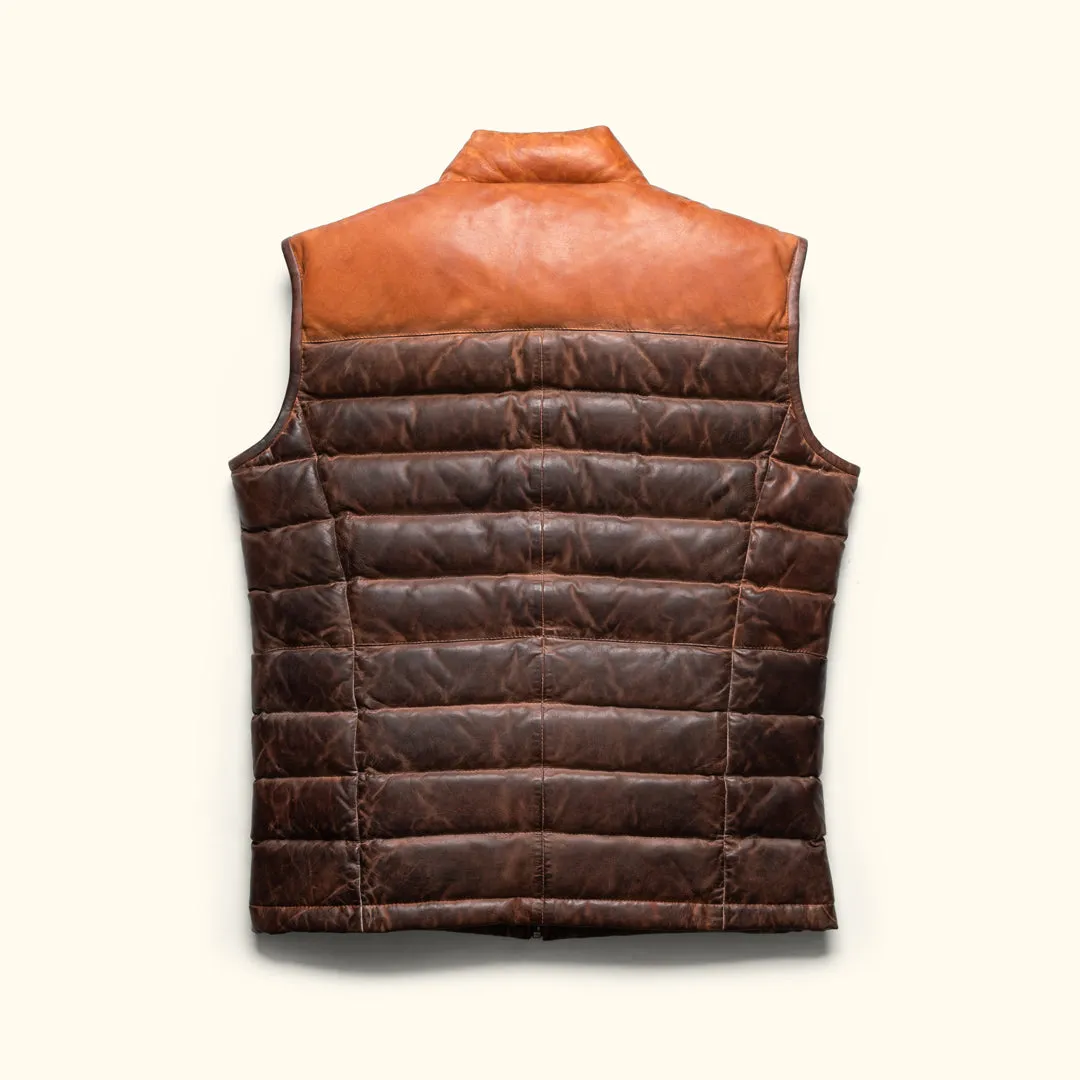 Bridger Leather Down Vest | Tan & Brown