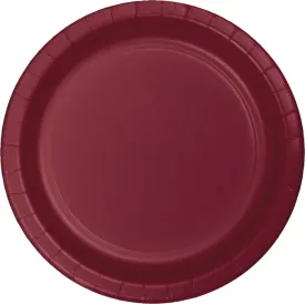 Bulk Burgundy Paper 6.75 inch Dessert Plates (240 per Case)