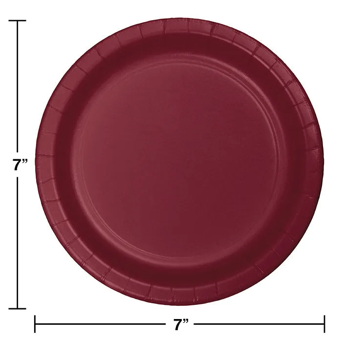 Bulk Burgundy Paper 6.75 inch Dessert Plates (240 per Case)