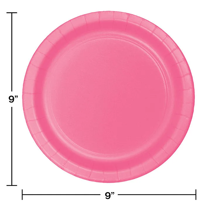 Bulk Candy Pink Sturdy Style 8.75 inch Paper Dinner Plates (240 per Case)