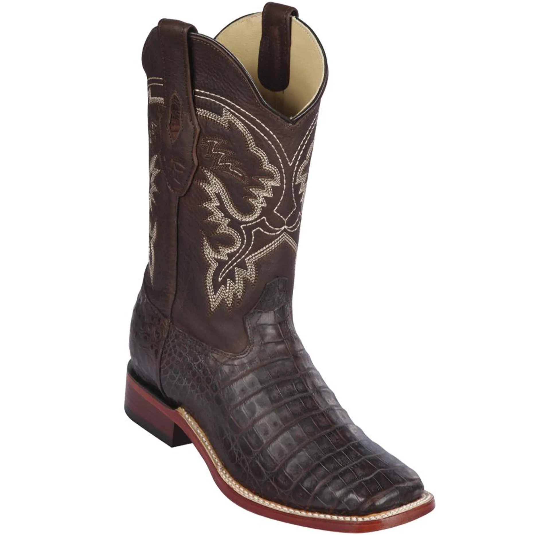 Caiman Brown Square Toe Cowboy Boots