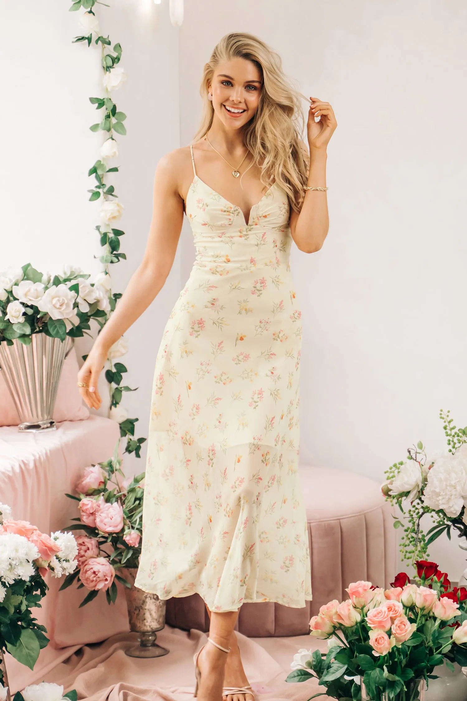 Cala Saona V-neck Floral Slip Maxi Dress