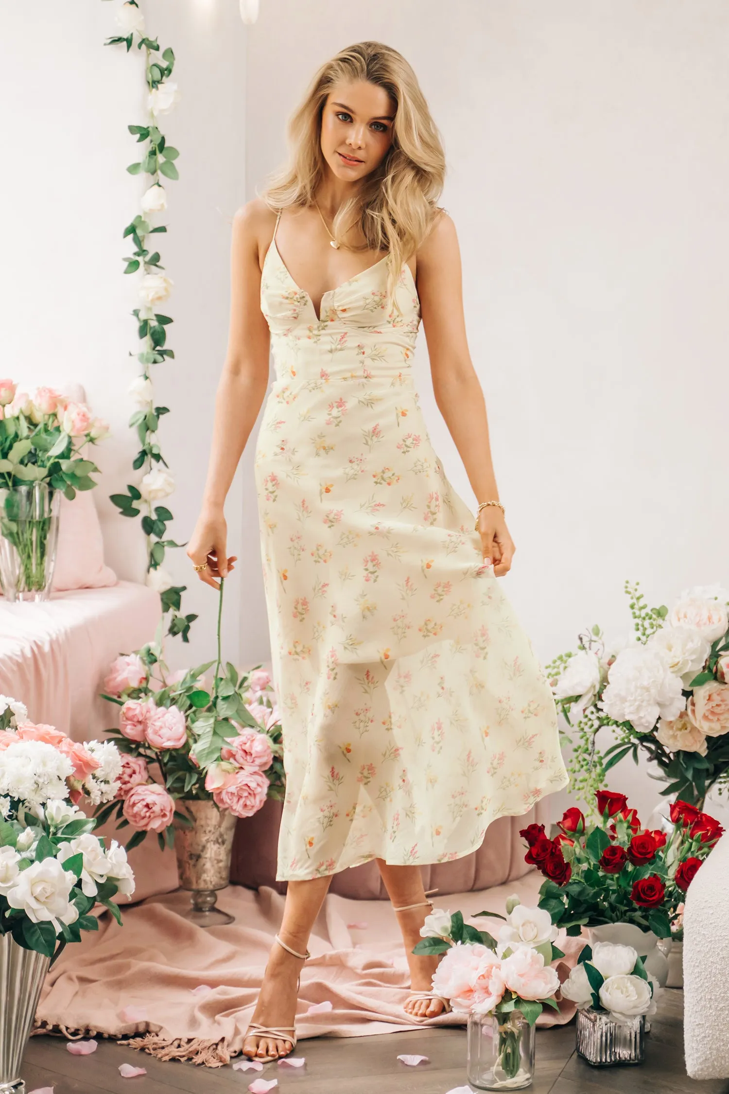 Cala Saona V-neck Floral Slip Maxi Dress