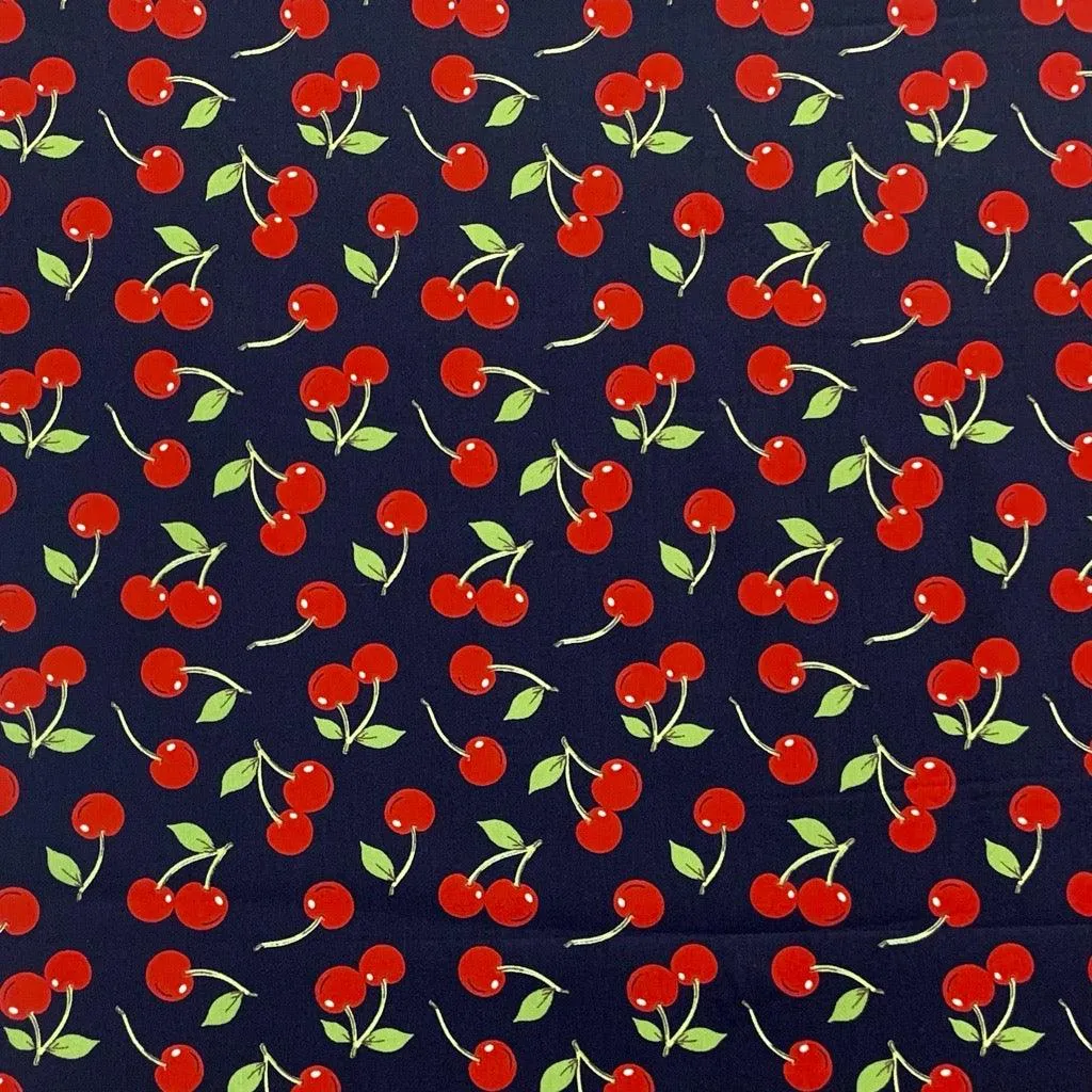 Cherries Rose & Hubble Cotton Poplin Fabric