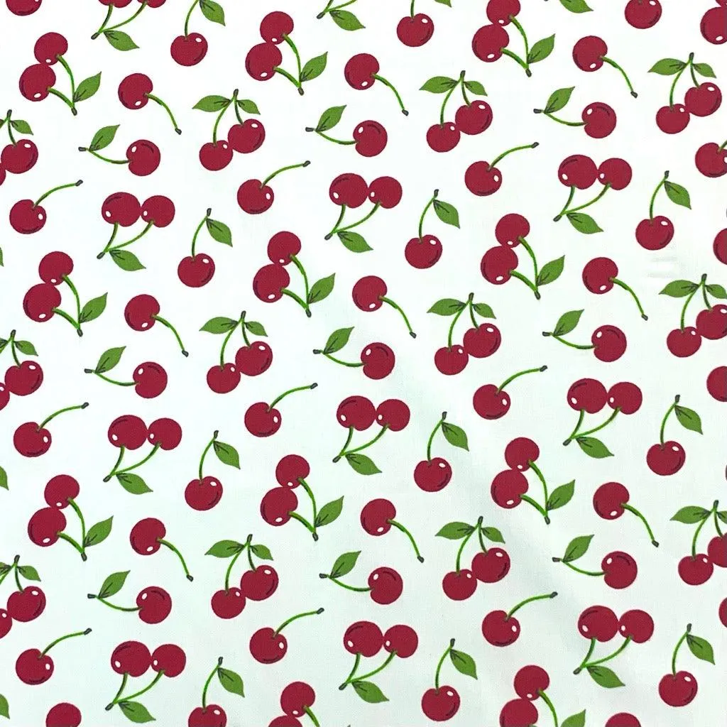 Cherries Rose & Hubble Cotton Poplin Fabric