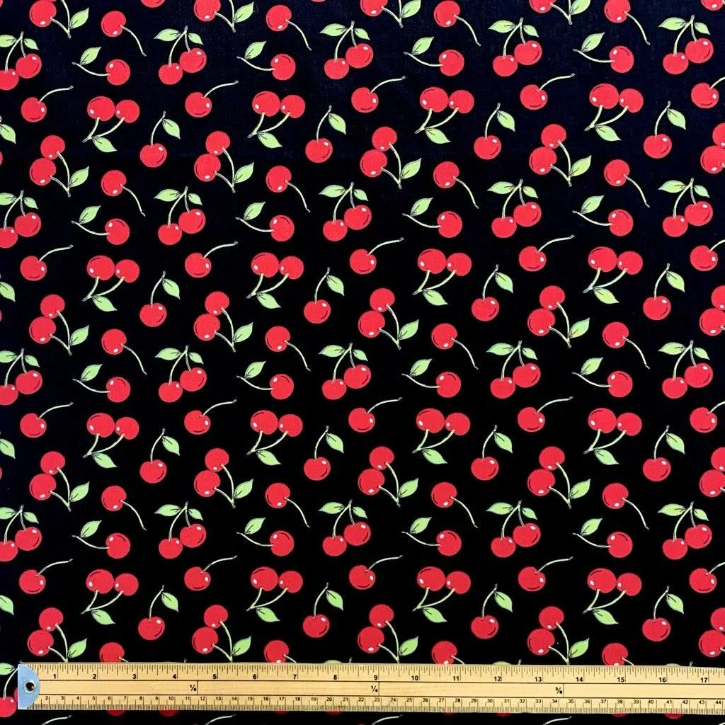 Cherries Rose & Hubble Cotton Poplin Fabric