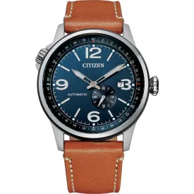 Citizen NJ0140-25L Automatic Brown Leather Mens Watch