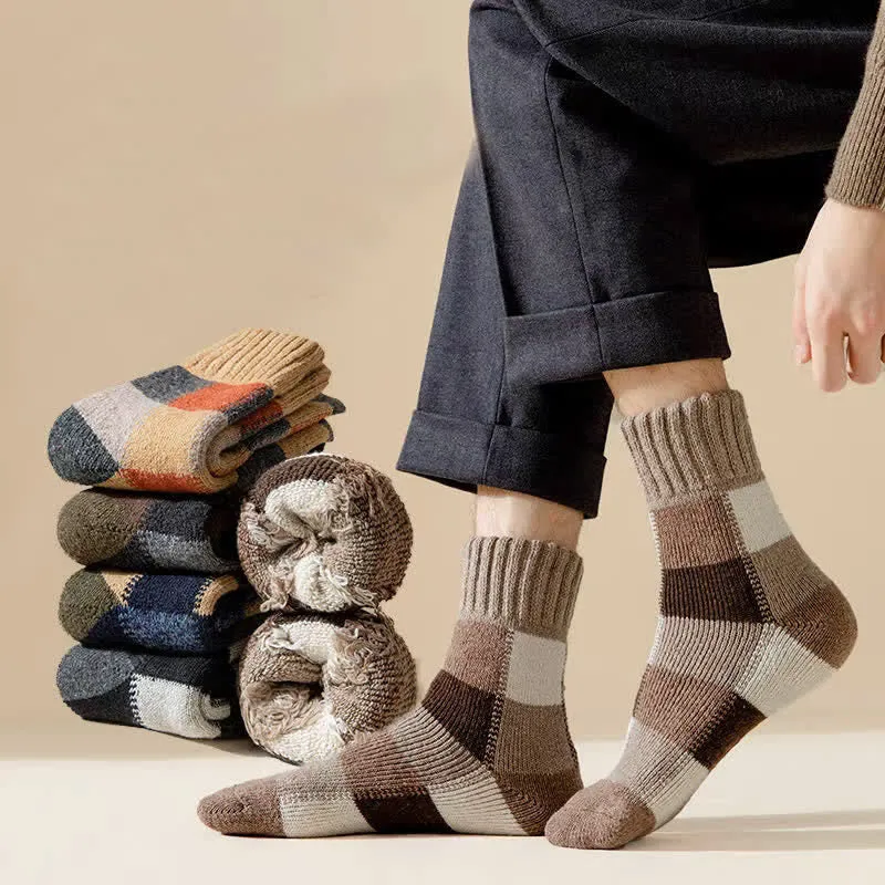 Color-Blocking Wool Thickening Crew Socks