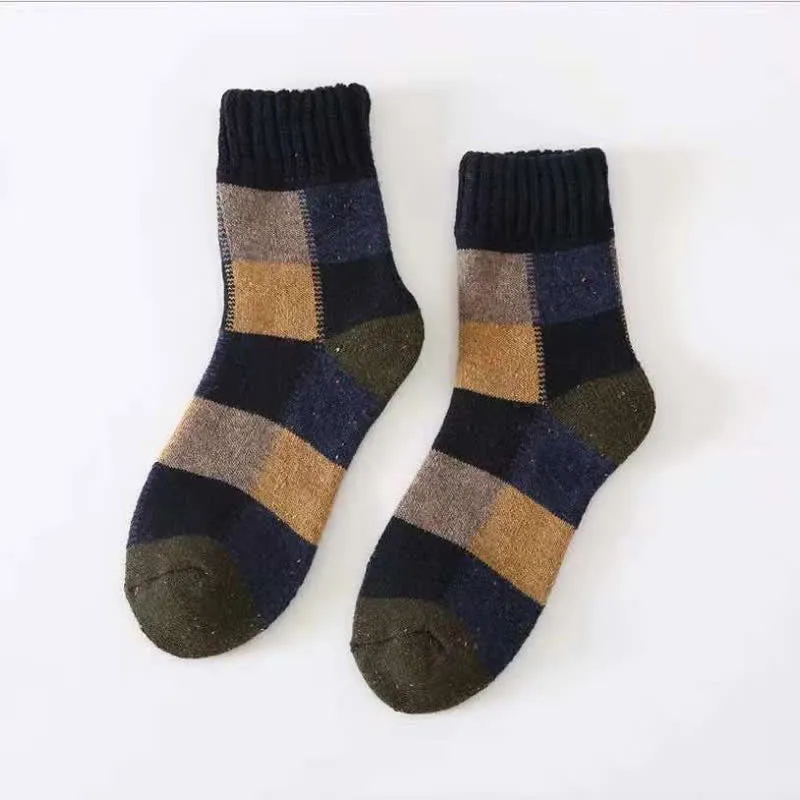 Color-Blocking Wool Thickening Crew Socks