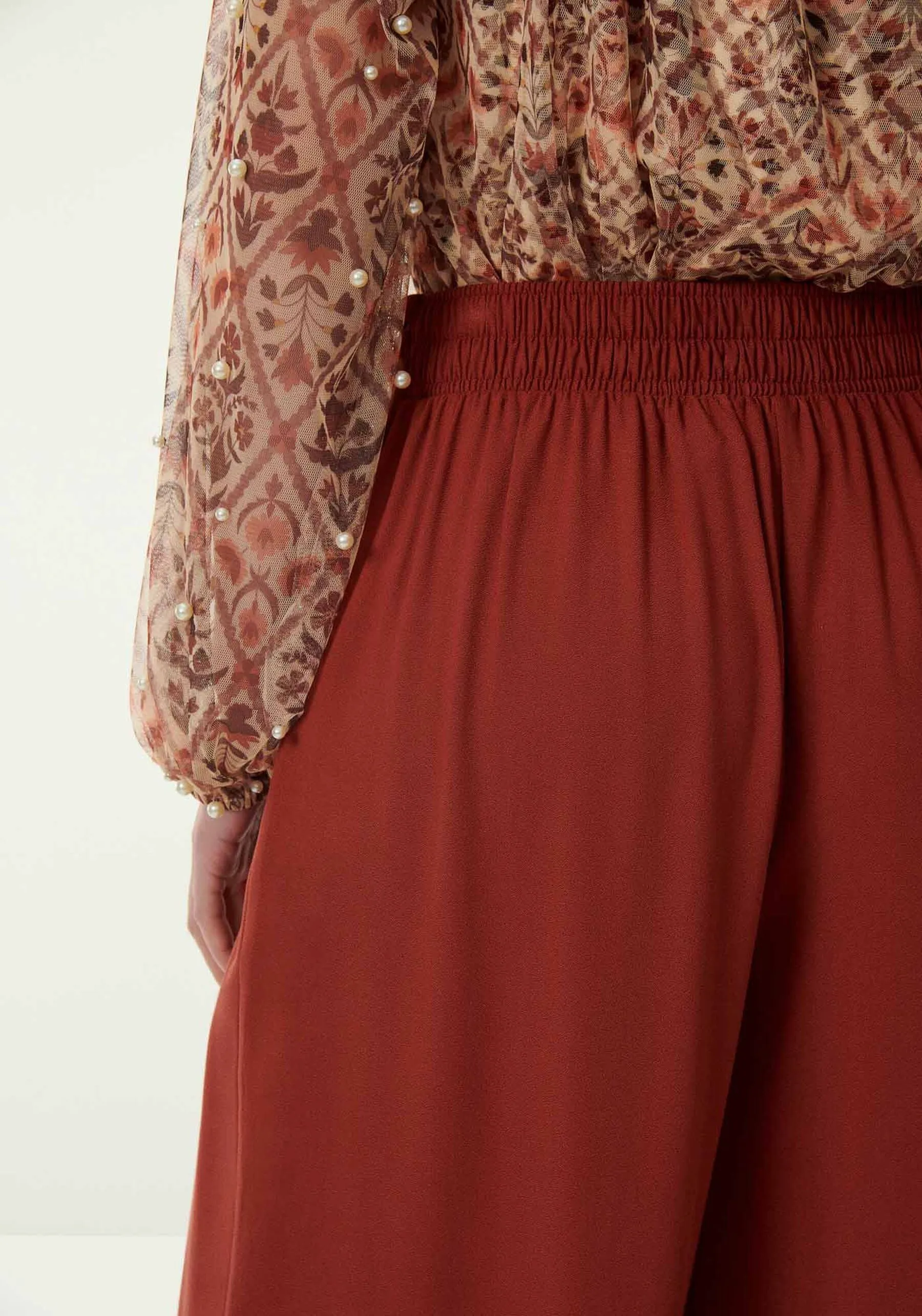 Crepe Trousers With Waistband Detail