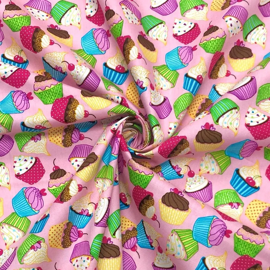 Cupcakes Rose & Hubble Cotton Poplin Fabric