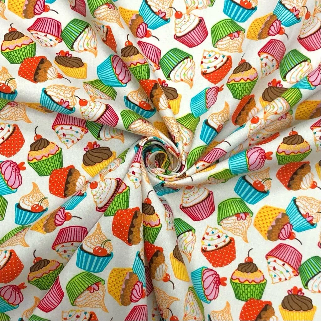 Cupcakes Rose & Hubble Cotton Poplin Fabric