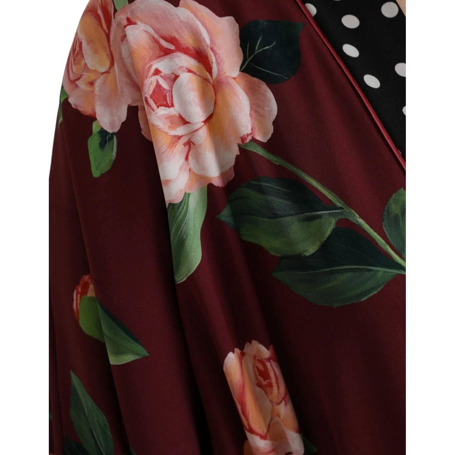 Dolce & Gabbana Bordeaux Floral Maxi Kaftan Crepe Robe Dress