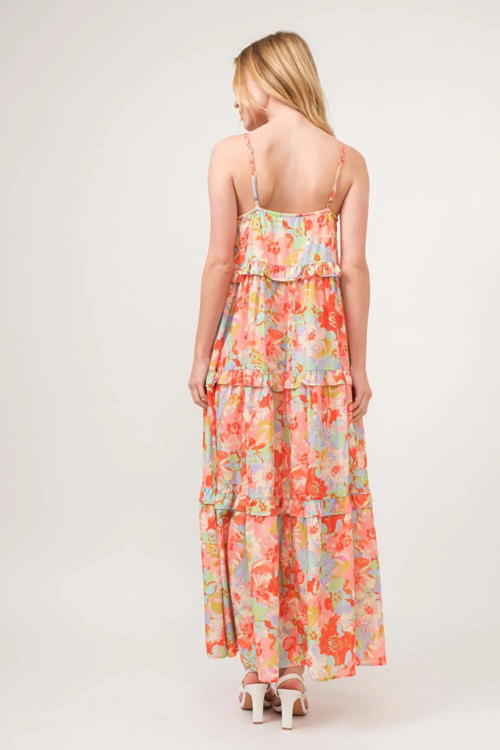 Enchanting Floral Tiered Ruffle Maxi Came Dress