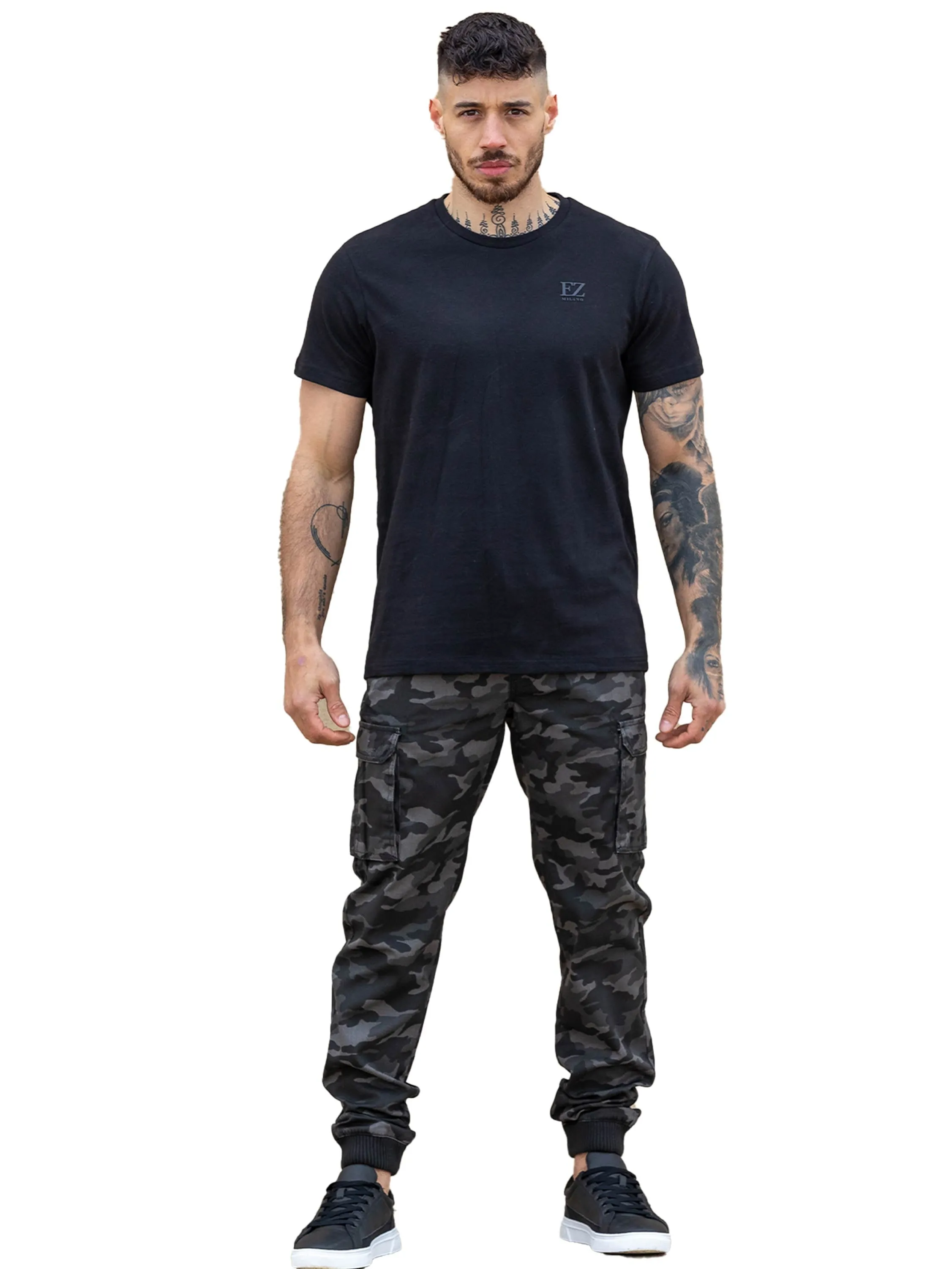 Enzo | Mens Cargo Cuffed Trousers