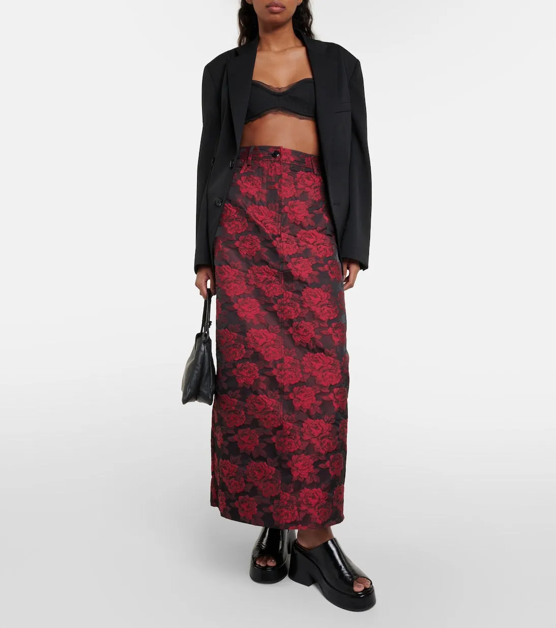 Ganni floral jacquard maxi skirt, multicolor