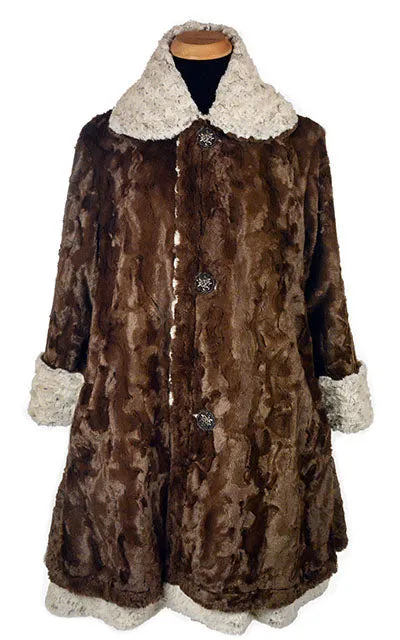 Garland Swing Coat - Luxury Faux Fur in Rosebud Brown with Cuddly Fur in Chocolate (Limited Availability)