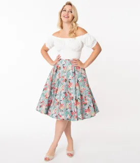 Grey & Happy Floral Print Swing Skirt