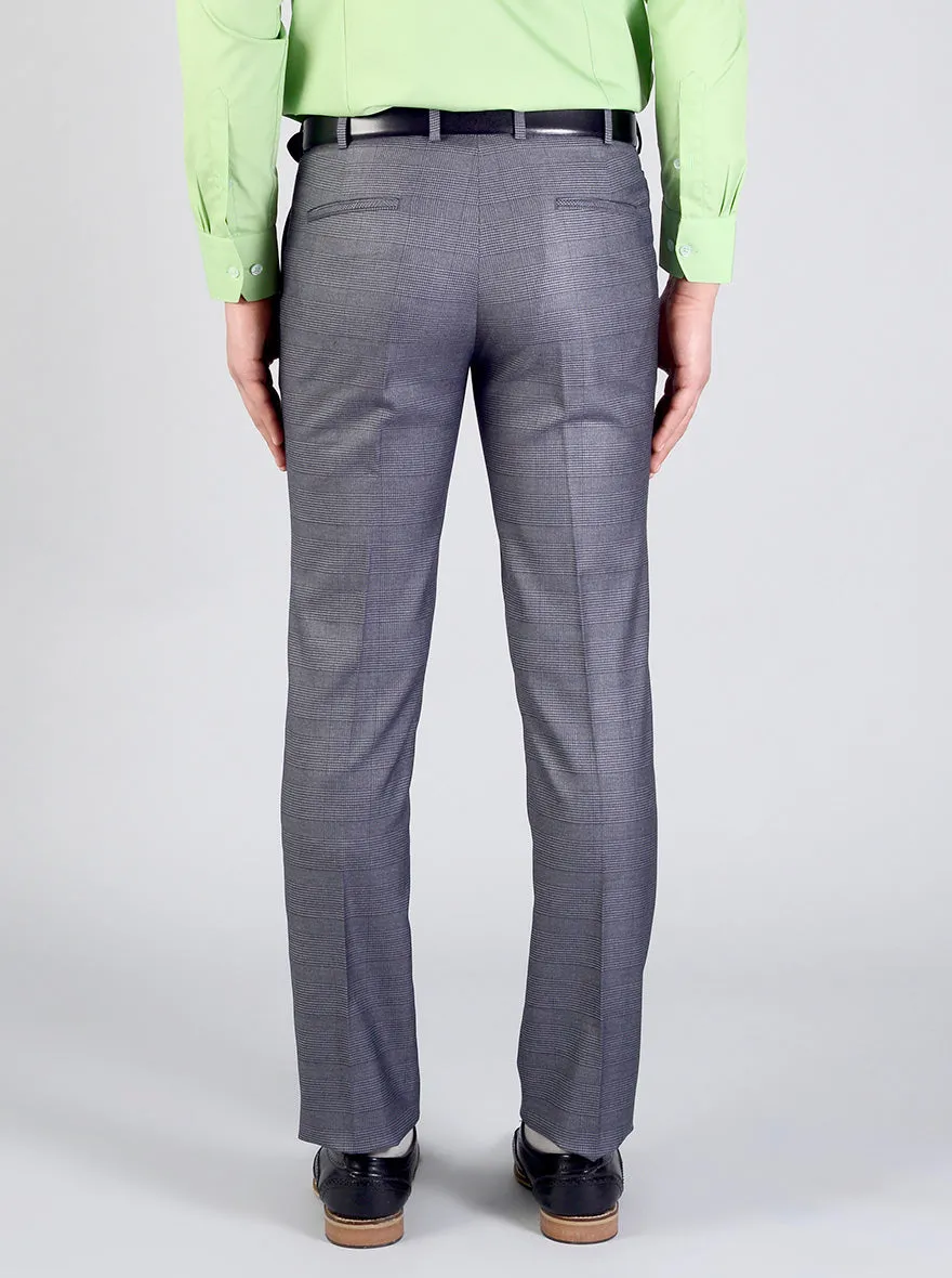 Grey Checked Slim Fit Formal Trouser | JB Studio