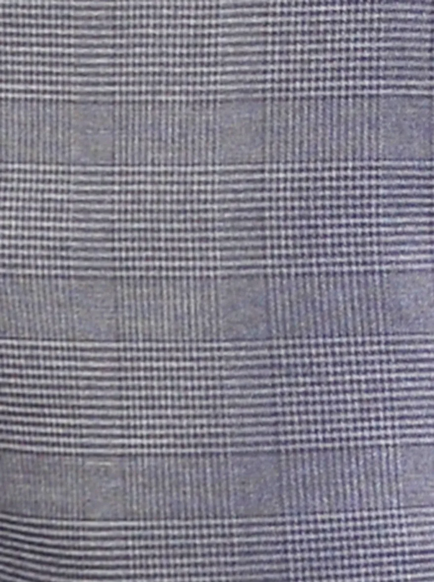 Grey Checked Slim Fit Formal Trouser | JB Studio