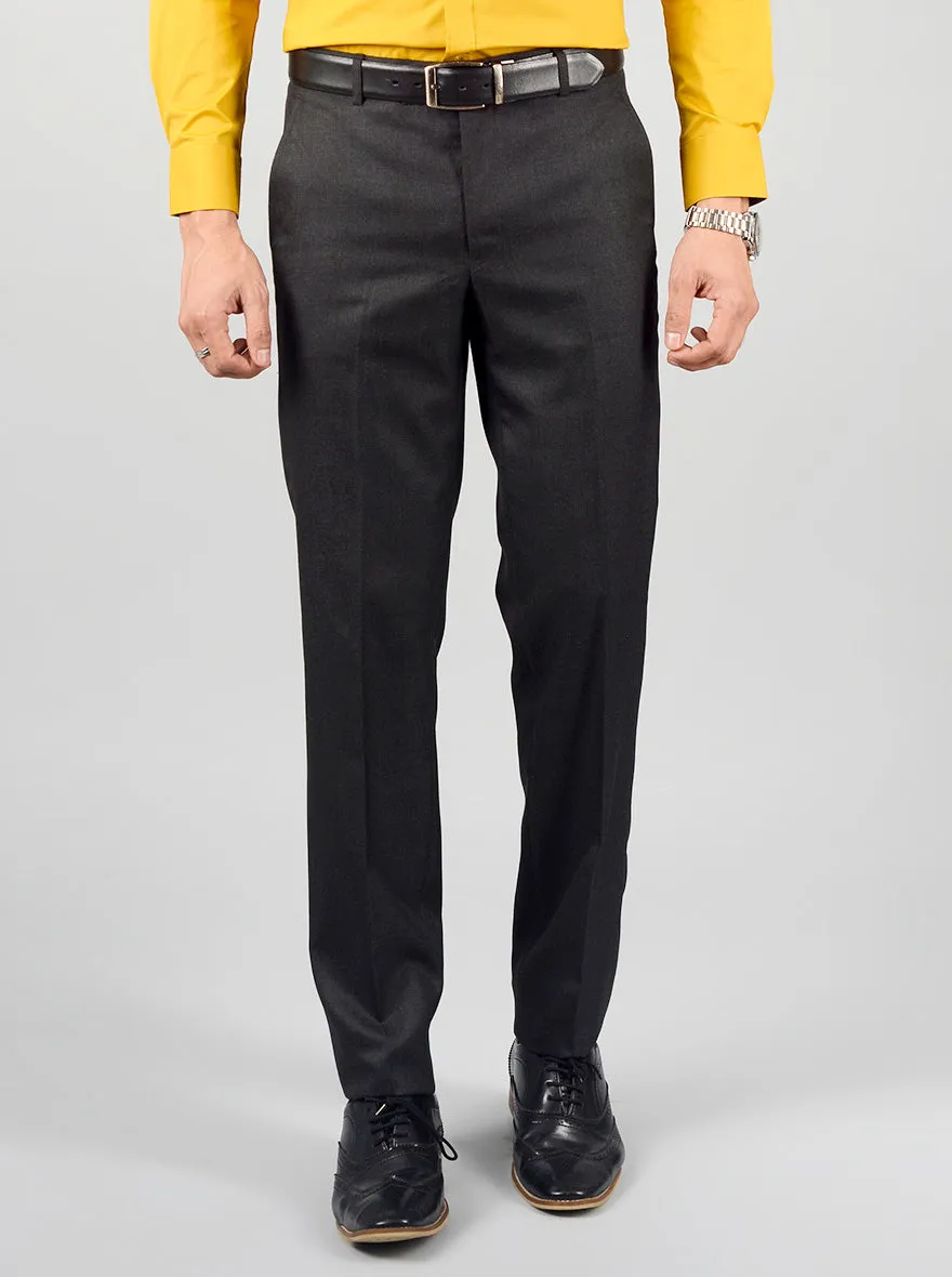 Grey Slim Fit Solid Formal Trouser | Greenfibre