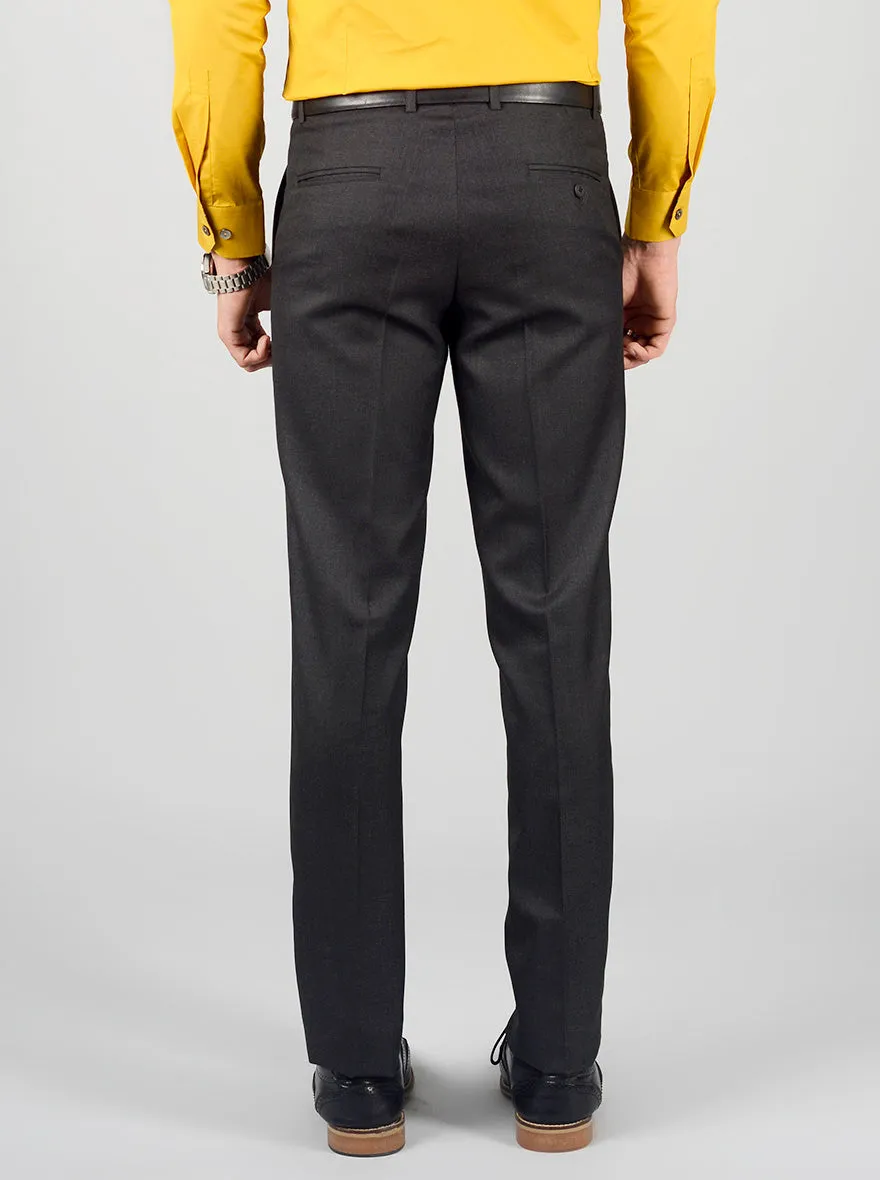 Grey Slim Fit Solid Formal Trouser | Greenfibre