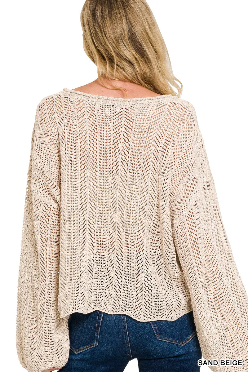 Hollow Out Long Sleeve Sweater