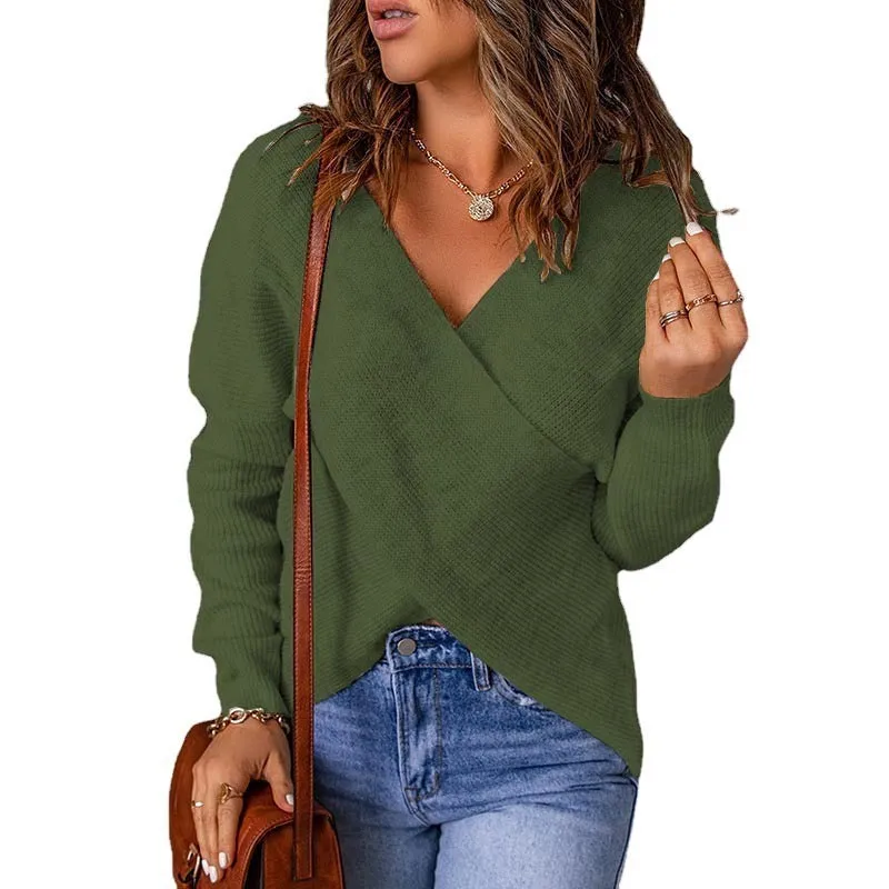 Knitted Women's Sweater V-Neck Long Sleeve Outerwear