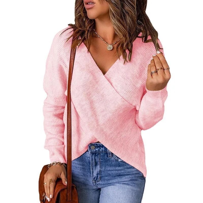 Knitted Women's Sweater V-Neck Long Sleeve Outerwear