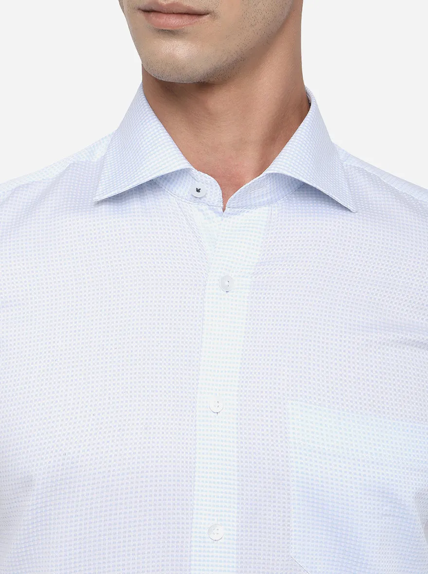 Light Blue Checked Slim Fit Formal Shirt | Metal